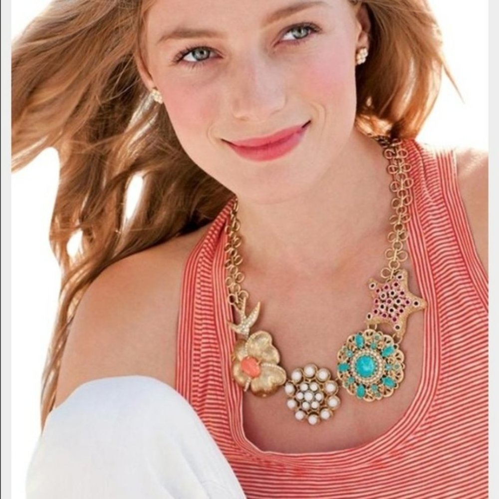 Stella & Dot (Retired) Birds of Paradise Necklace Colors of summer New in Box